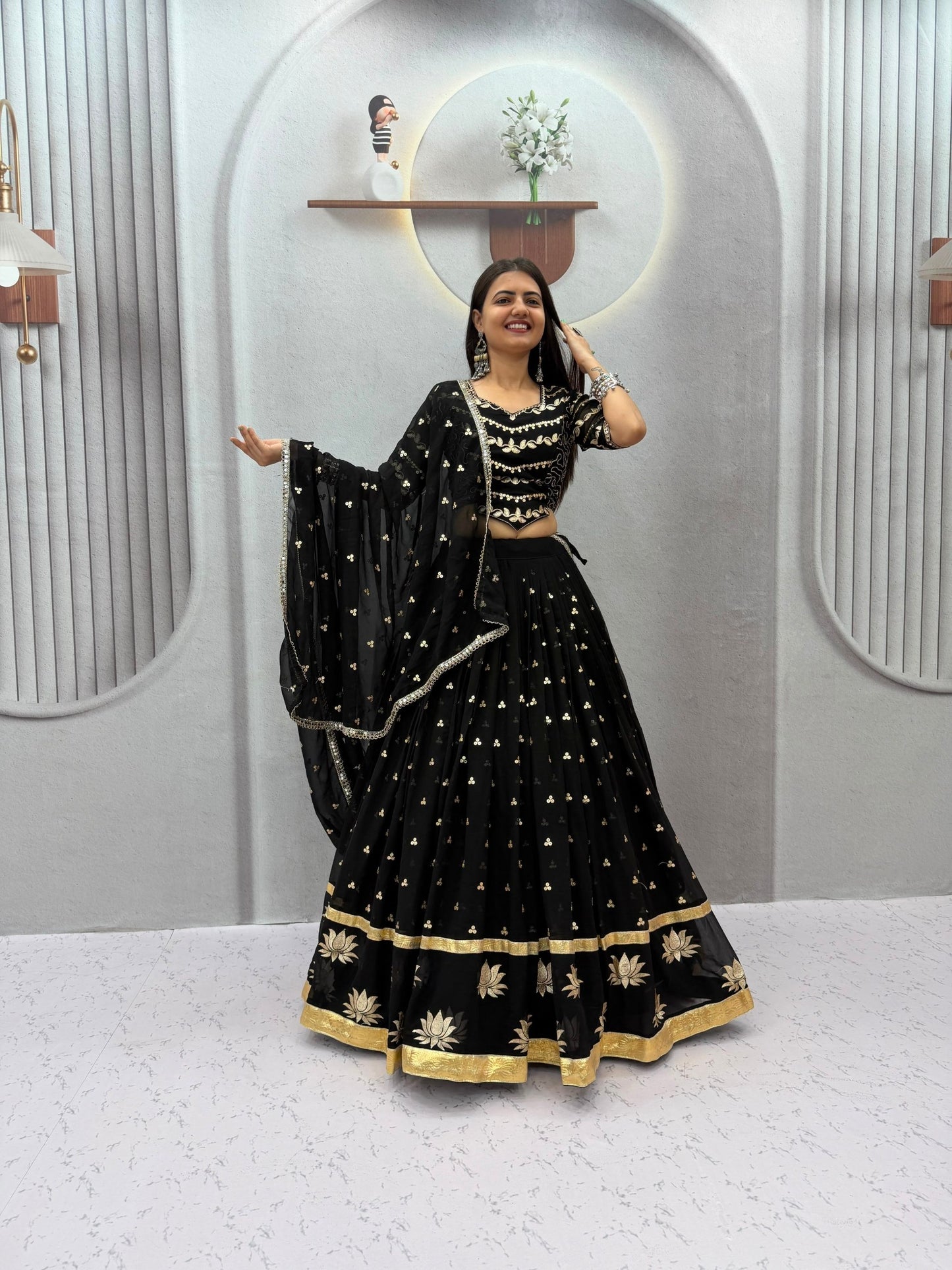 RangBhoomi Navratri Vintage Chaniya Choli – Big Flair 6M Fox Georgette Lehenga Choli
