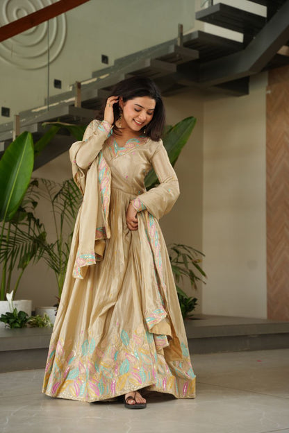 Embroidered Grace Gown & Dupatta – Luxe Fusion Wear for Modern Elegance
