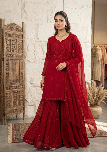 Elegant Designer Georgette Sequence Embroidered Sarara Set – Perfect Wedding and Party Wear
