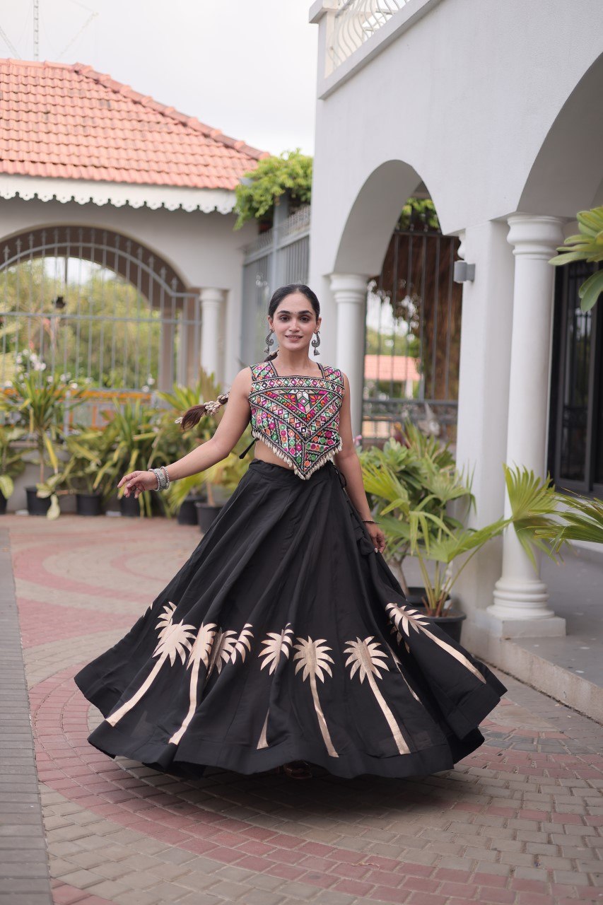RangBhoomi Navratri Lehenga Choli Collection 2026 — Roman Fabric with Kutchi Embroidery