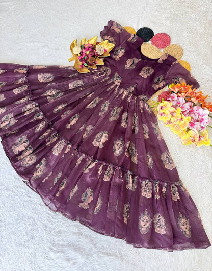 Elegant Summer Special Fully Stitched Kalamkari Midi Gown for Festive Glamour and Sophistication