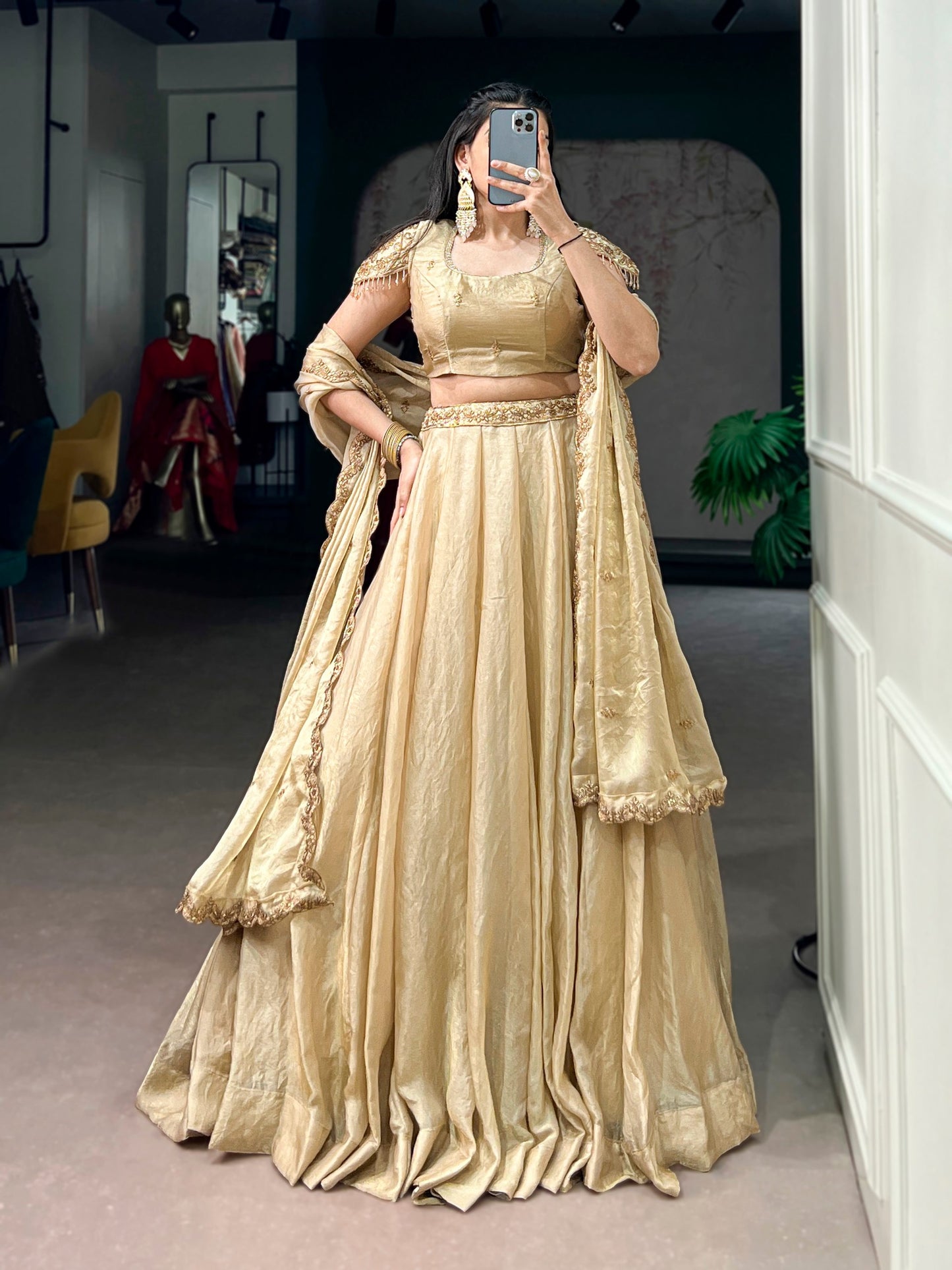 RangBhoomi Elegant Pastel Lehenga Collection with Gold Lace Detailing