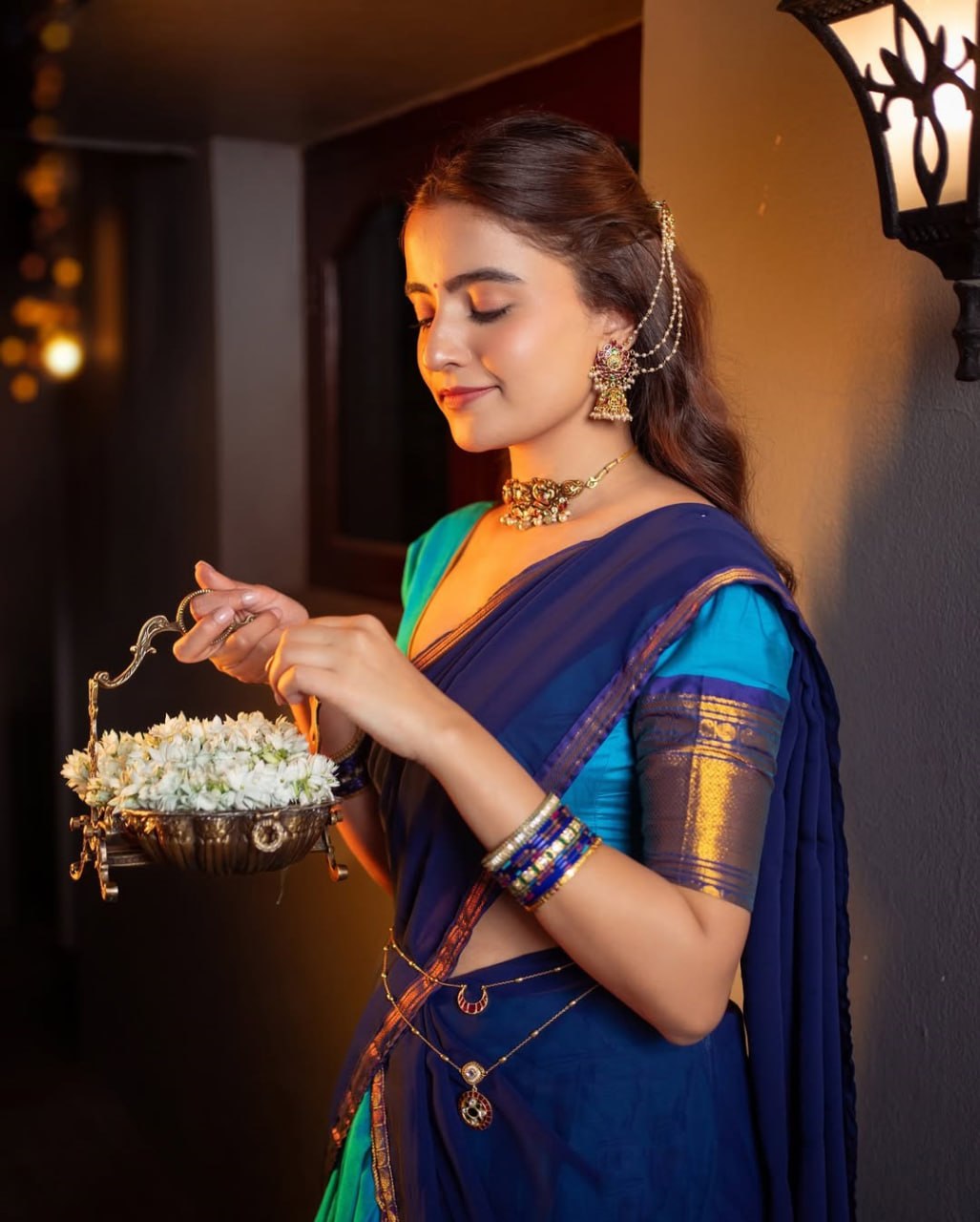RangBhoomi Elegant Kanjivaram Silk Lehenga Set with Zari Weaving and Georgette Dupatta