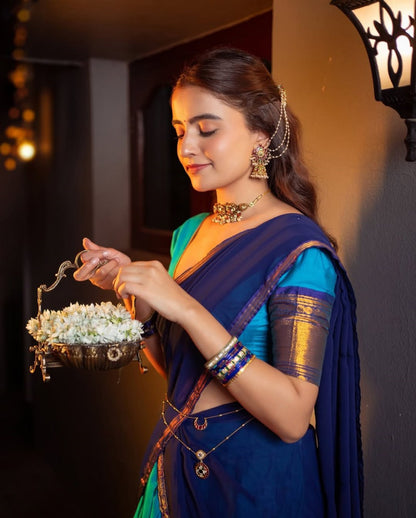 RangBhoomi Elegant Kanjivaram Silk Lehenga Set with Zari Weaving and Georgette Dupatta