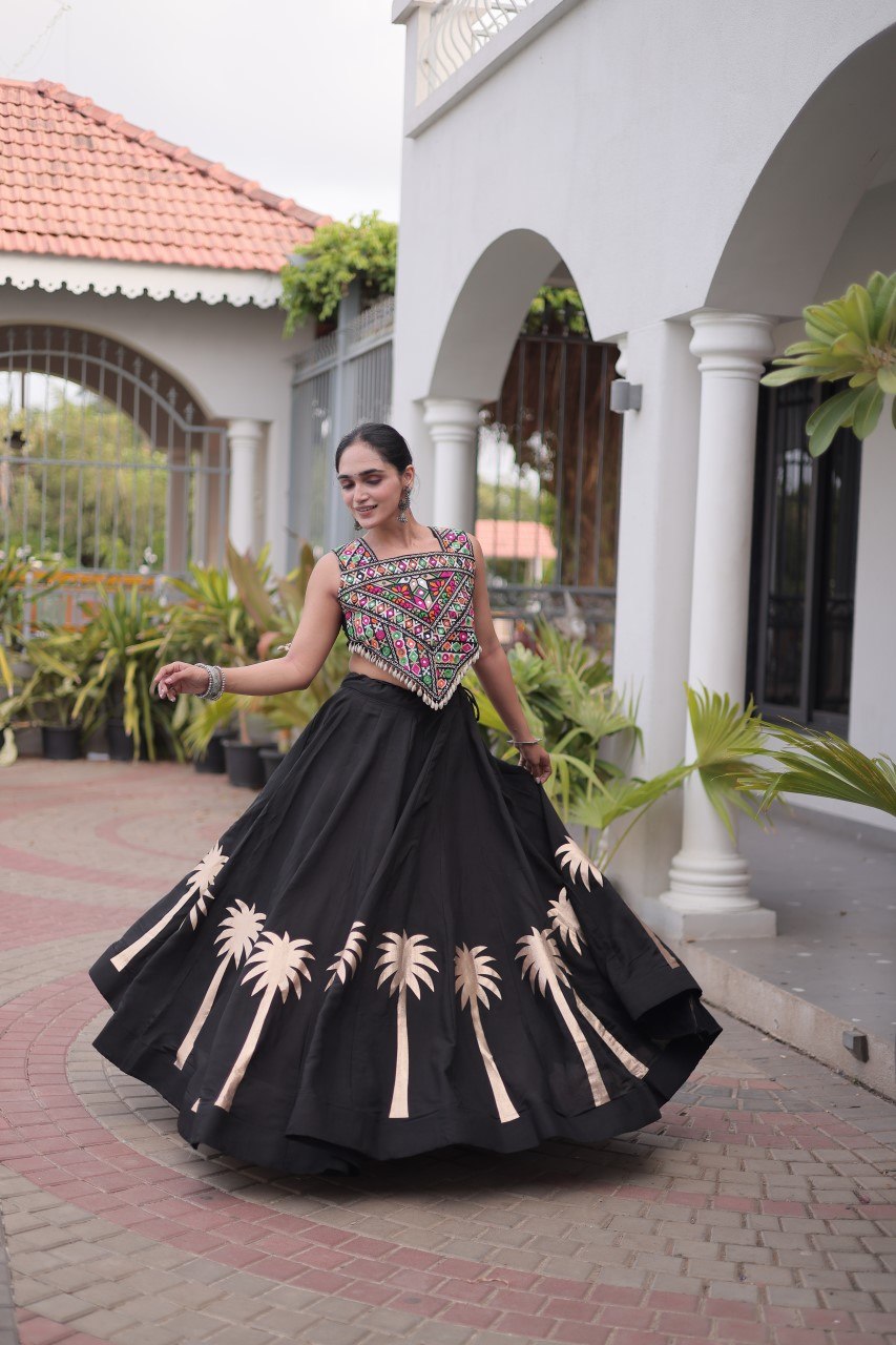 RangBhoomi Navratri Lehenga Choli Collection 2026 — Roman Fabric with Kutchi Embroidery
