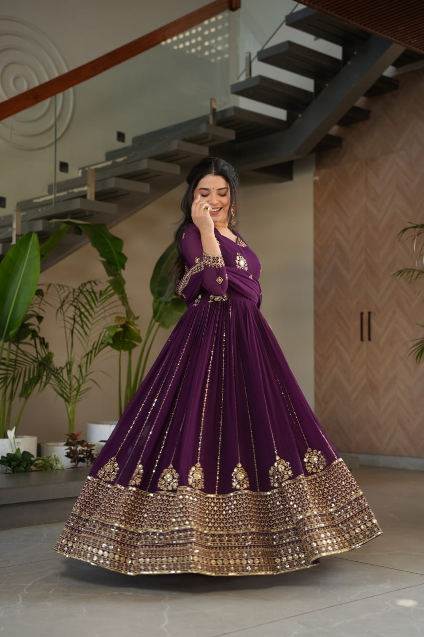 Designer Gown with Dupatta - Elegant Indian Dress