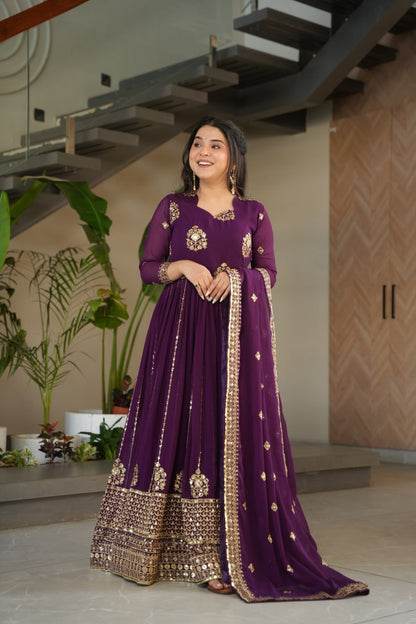Designer Gown with Dupatta - Elegant Indian Dress