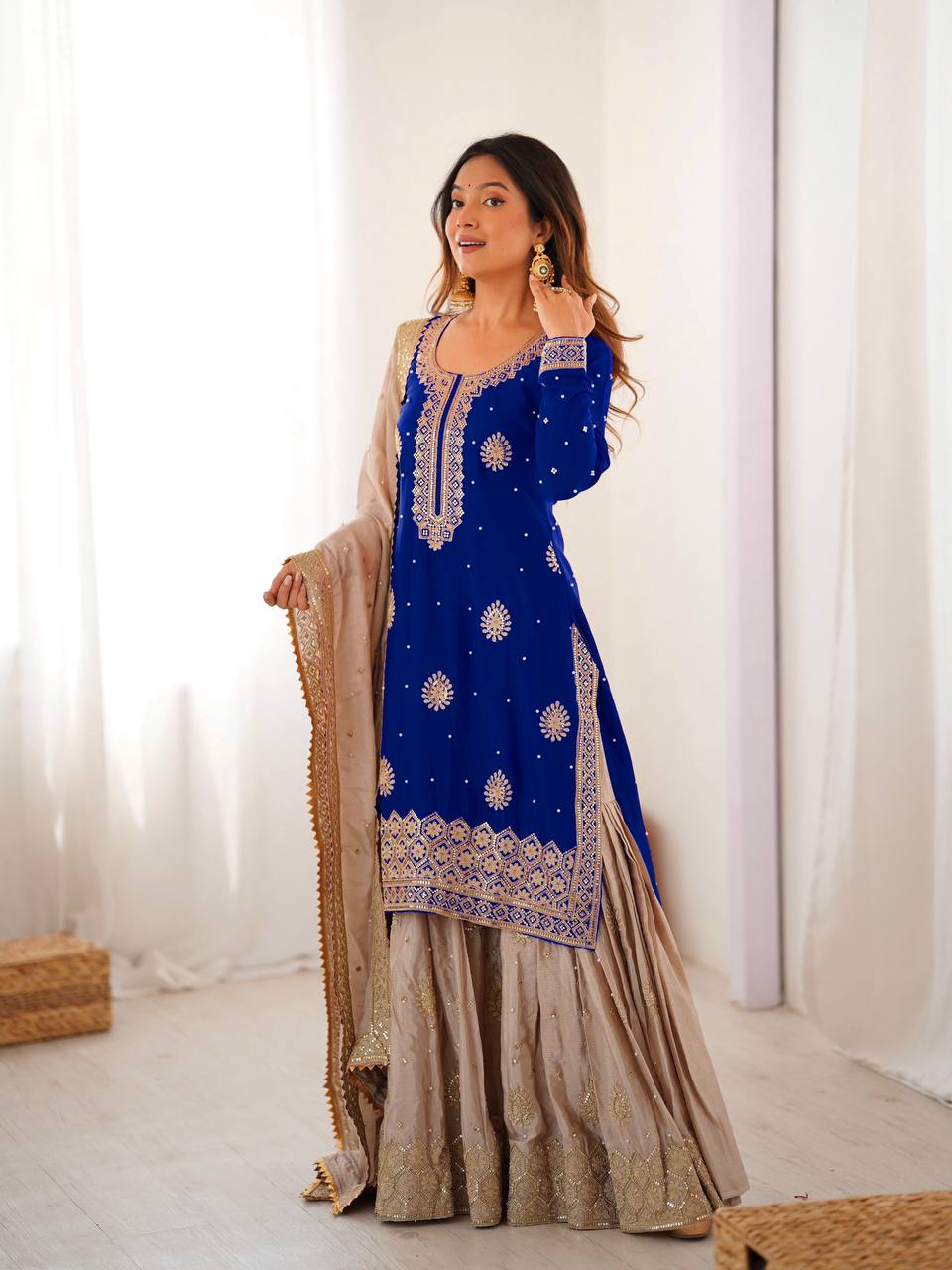 Introducing the New RangBhoomi SP Series: Elegant Chinon Silk Ensemble with Realistic Modeling