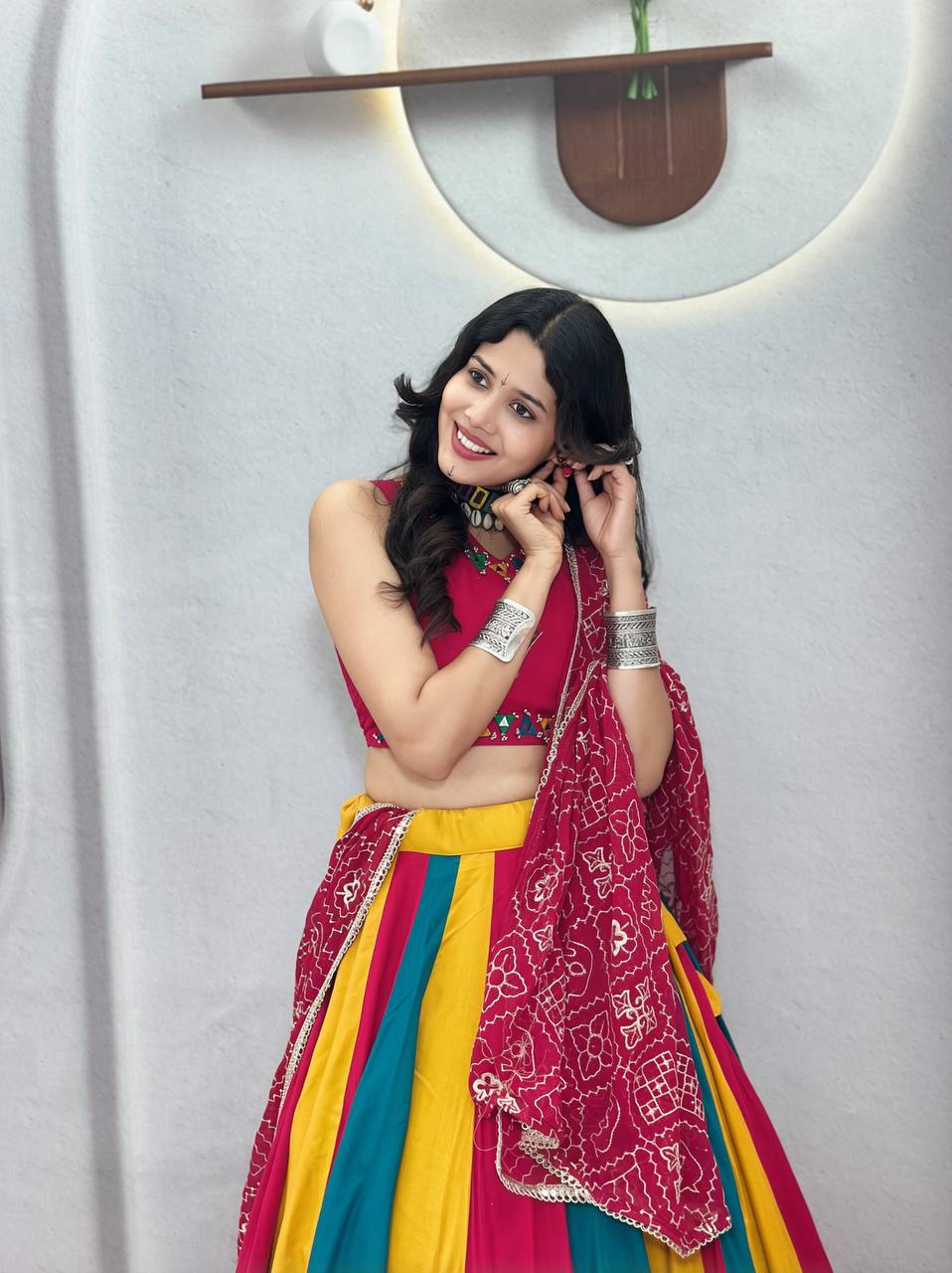 RangBhoomi Navratri Special Cotton Lehenga Choli with Vintage Dupatta — 6m Flair