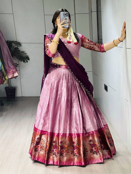 RangBhoomi New Arrival Silk Traditional Lehenga with Contrasting Dupatta