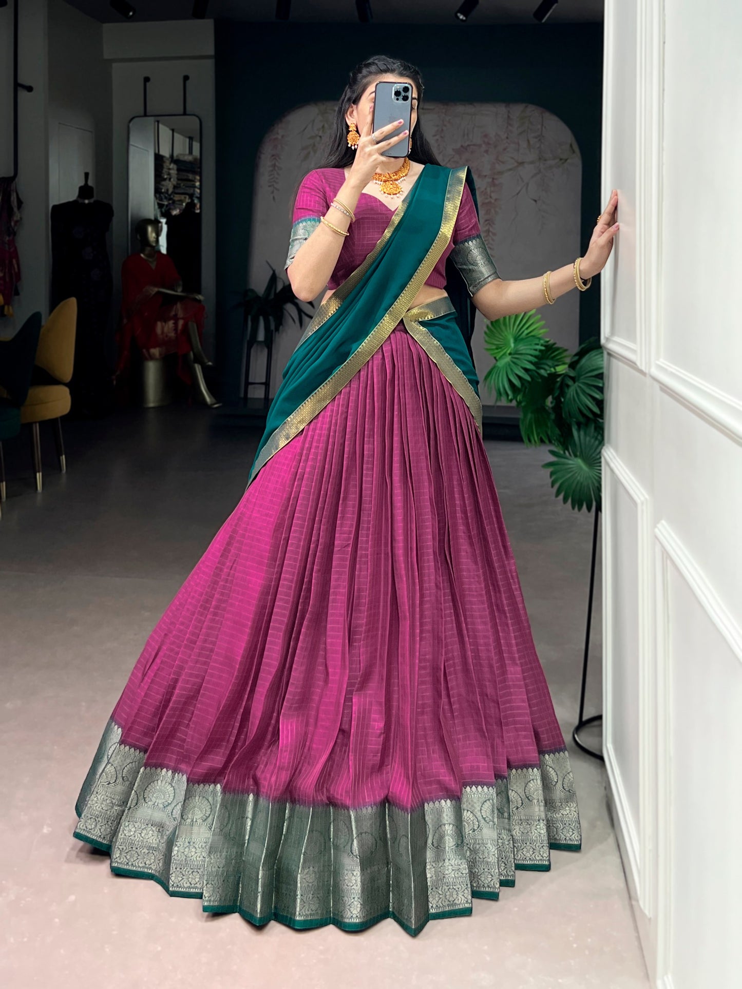 Lehnega Collection 2026 – Elegant Dola Tex Lehenga with Intricate Zari Weaving and Georgette Dupatta