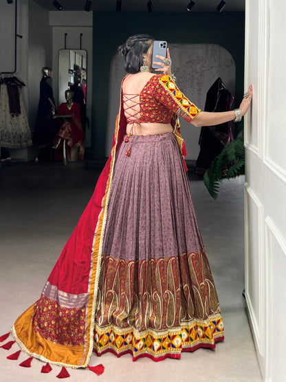 Elegant and Traditional Tasar Silk Lehenga Choli Perfect for Navratri Celebrations