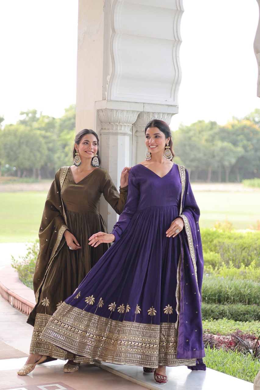 RangBhoomi Elegant Vichitra Silk Gown with Sequined Dupatta Collection 2026