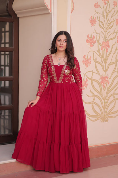 Premium Sequined & Zari Embroidered Gown - Shop Now