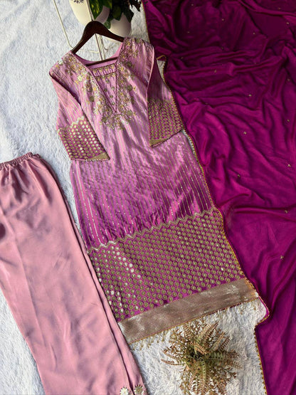 Elegant Embroidered Top, Pant, and Dupatta Set Perfect for Party and Wedding Designer Wear
