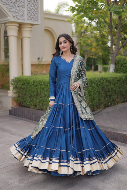 RangBhoomi Gown & Dupatta Collection 2026 — Premium Reyon Gown with Viscose Jacquard Dupatta