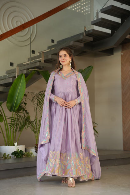 Embroidered Grace Gown & Dupatta – Luxe Fusion Wear for Modern Elegance