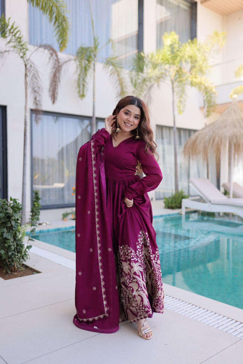 RangBhoomi Ready-to-Wear Designer Gown and Dupatta Collection 2026 – Elegant Embroidered Multi-Color Ensemble