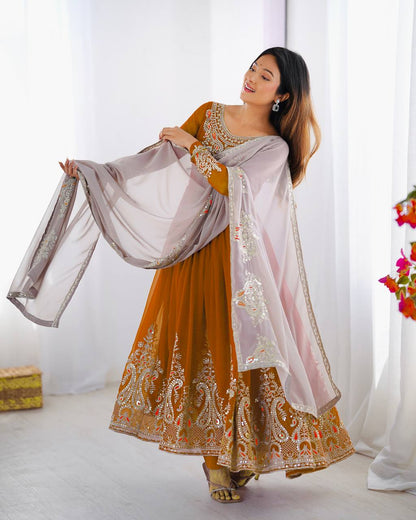 Stun at Every Celebration in This Embroidered Party Gown Set