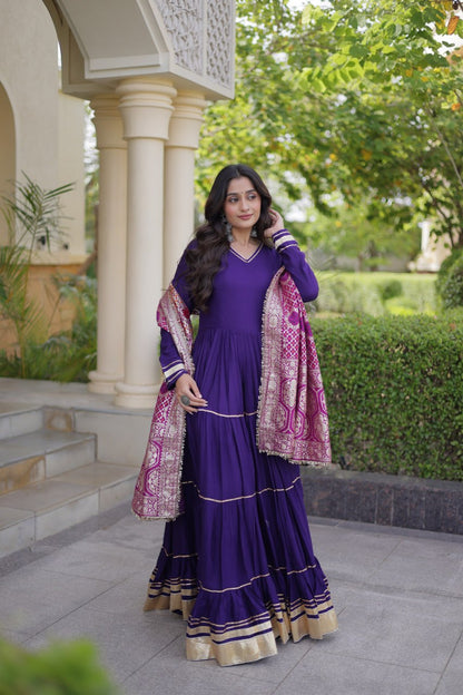 RangBhoomi Gown & Dupatta Collection 2026 — Premium Reyon Gown with Viscose Jacquard Dupatta