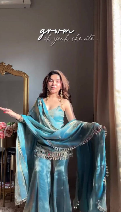 Women's Elegant Ethnic Ensemble with Embroidered Mirror Work - Ready to Wear