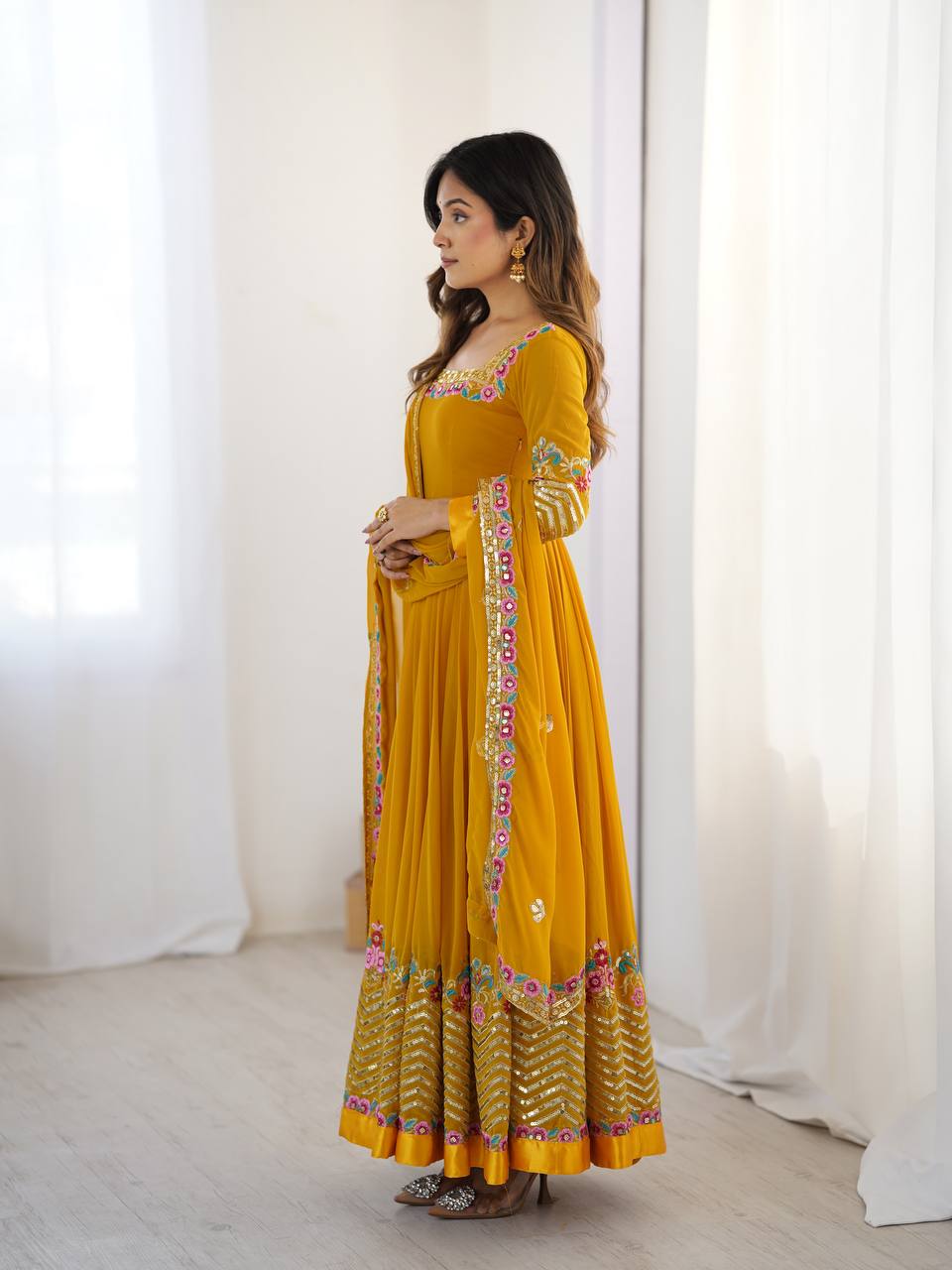 RangBhoomi Heavy Designer Party Gown with Embroidered Dupatta