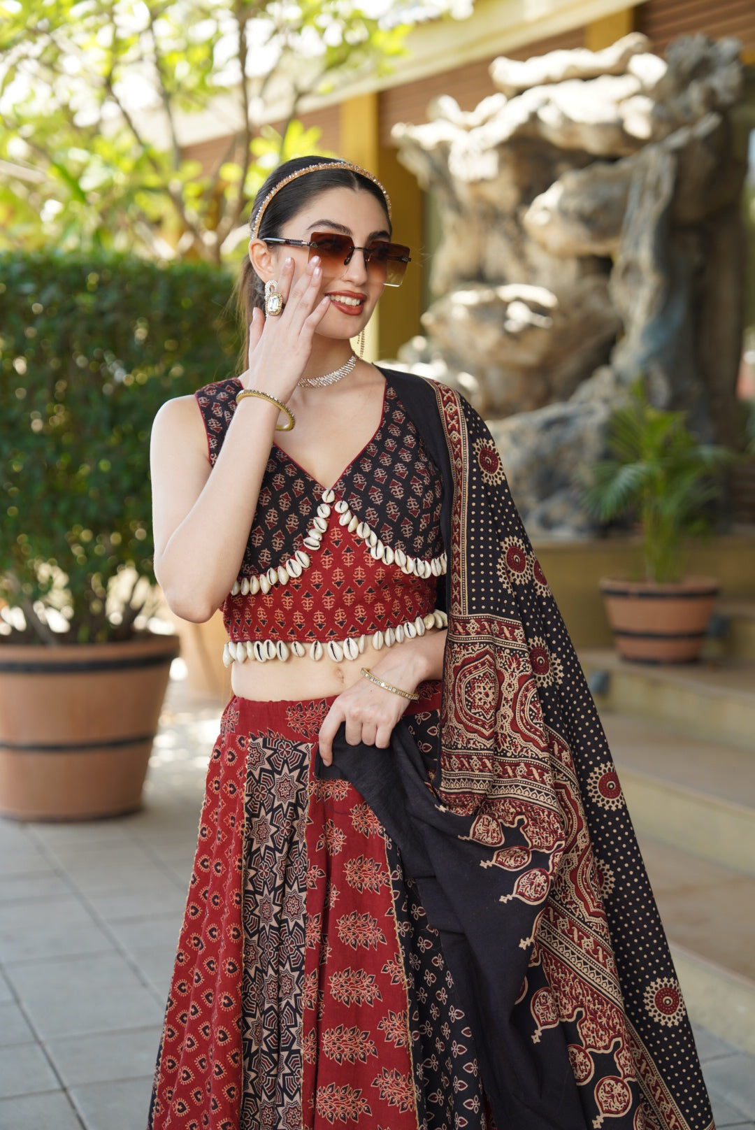 RB Ajrakh 2.0 Pure Cotton Handblock Lehenga Choli Set