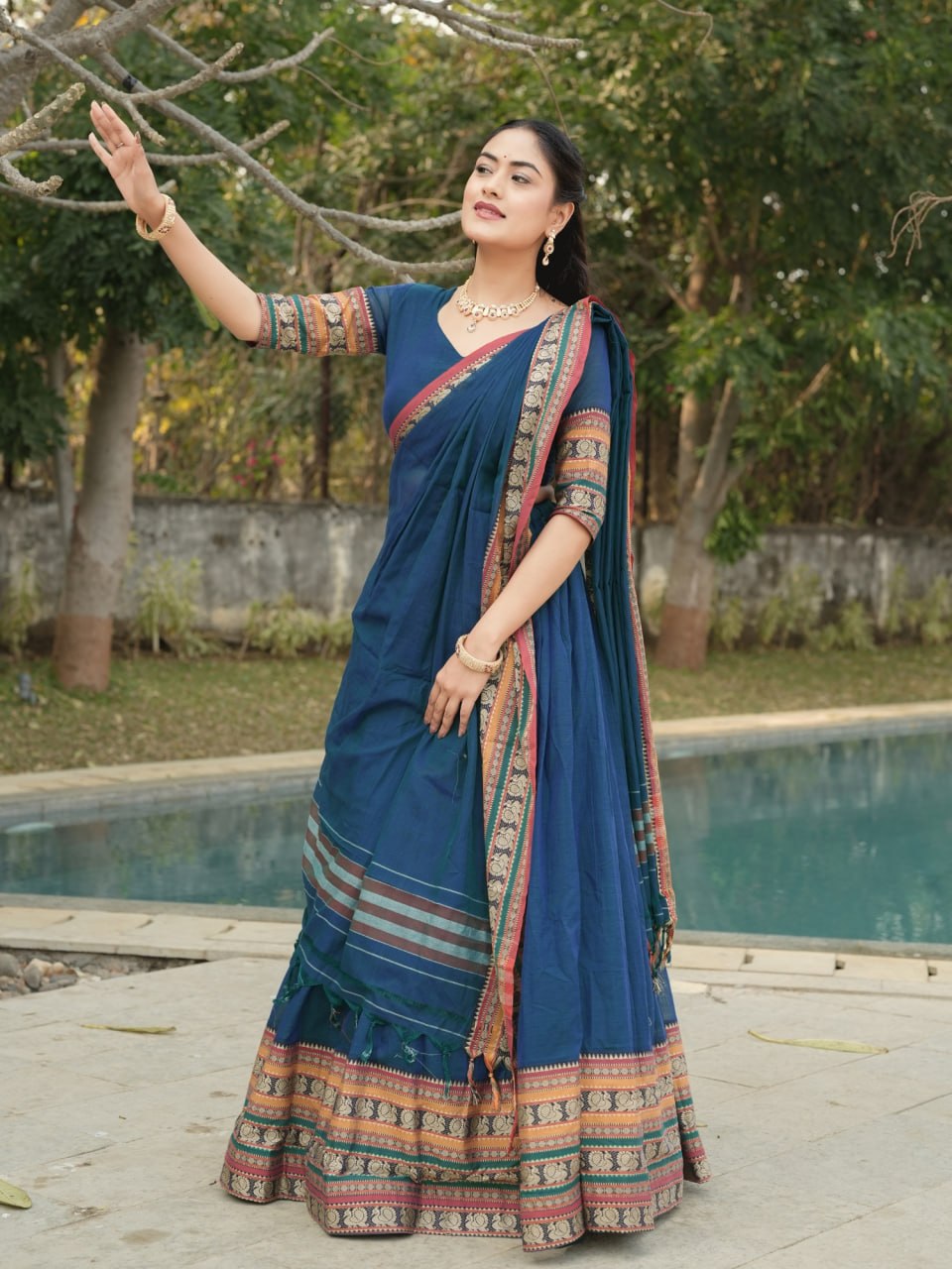 Pure Chanderi Cotton Lehenga Set for Timeless Elegance and Comfort
