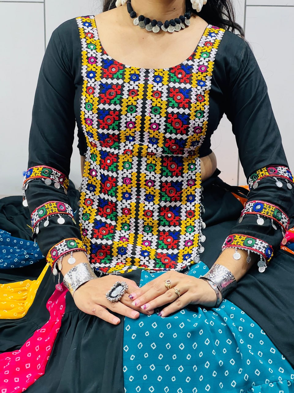 Ethnic Women's Lehenga Set with Traditional Embroidered Top – Multicolor Navratri Collection 2025