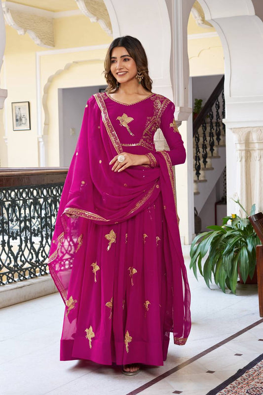RangBhoomi Elegant Faux Georgette SP Series Gown Set with Thread and Sequin Detailing