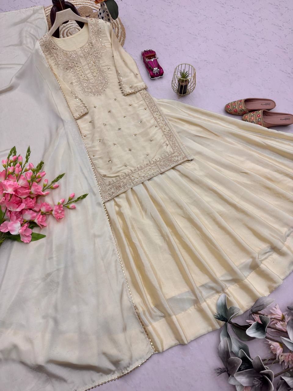RangBhoomi Designer Party Wear Lehenga Set — Heavy Chinon Silk Embroidery & Sequin Work