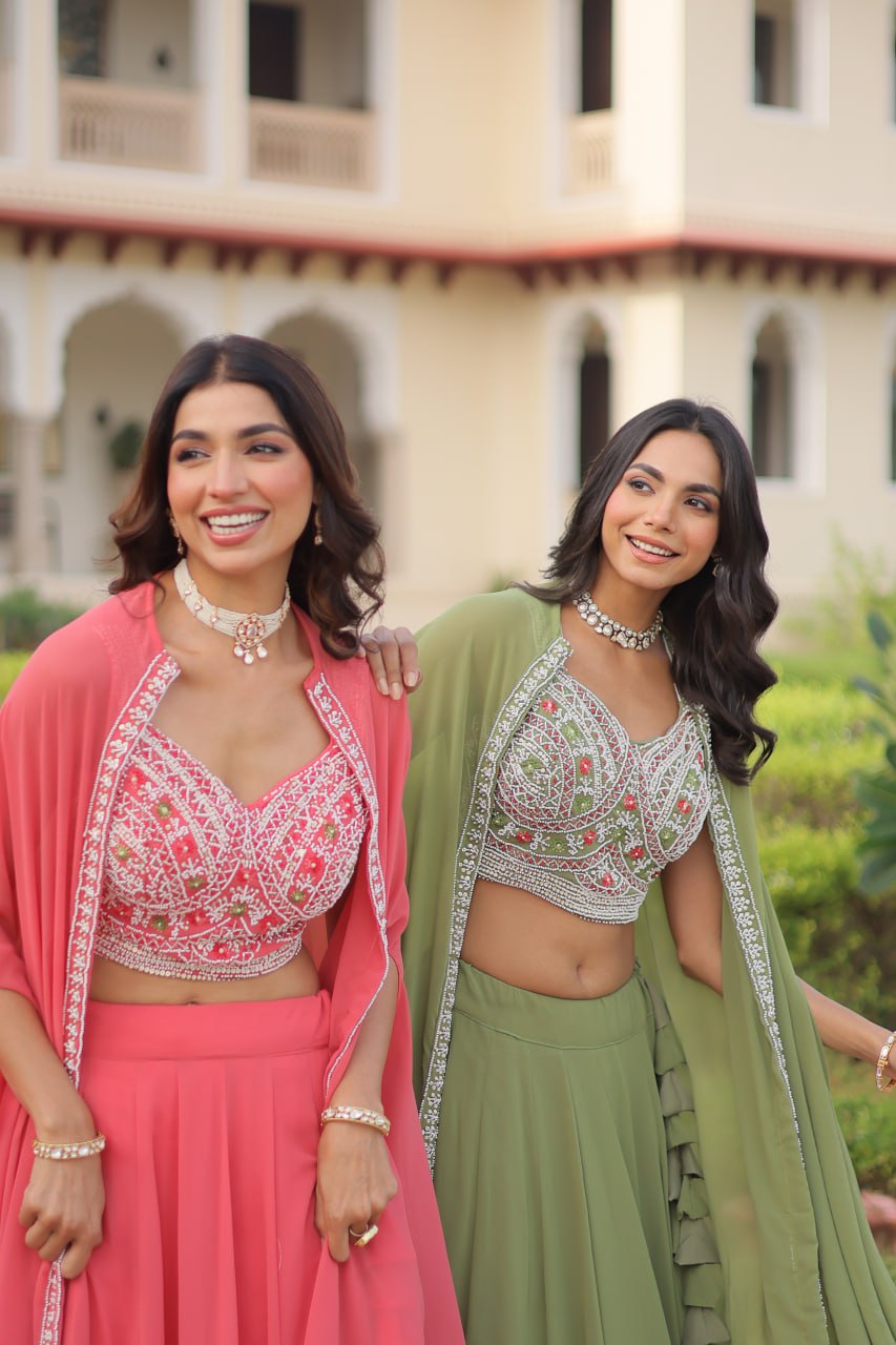 Premium Ready-to-Wear Lehenga Choli Set with Stylish Shrug Jacket