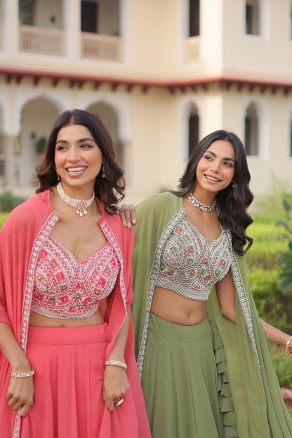 Premium Ready-to-Wear Lehenga Choli Set with Stylish Shrug Jacket