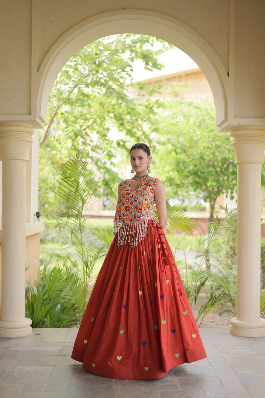 RangBhoomi Navratri Festive Cora Cotton Lehenga Set with Embroidered Blouse