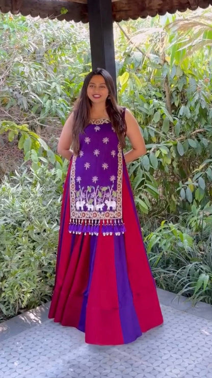 RangBhoomi Festive Vichitra Silk Lehenga Choli Set with Heavy Thread & Sequin Work