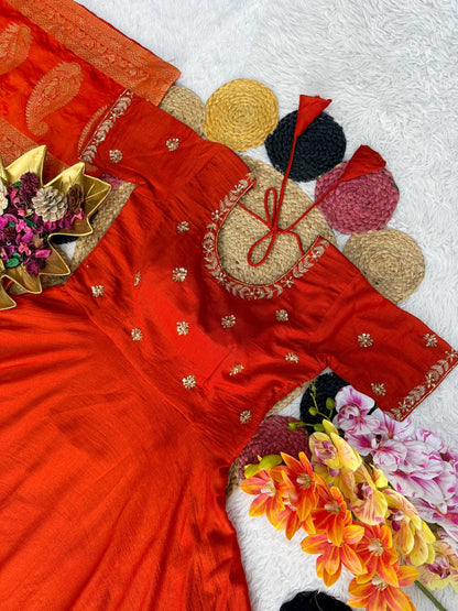 Beautiful Maggam Work Gown with Tissue Dupatta