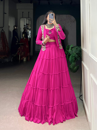 RangBhoomi Navratri Rajudi Lehenga Set with Gamthi & Mirror Detailing