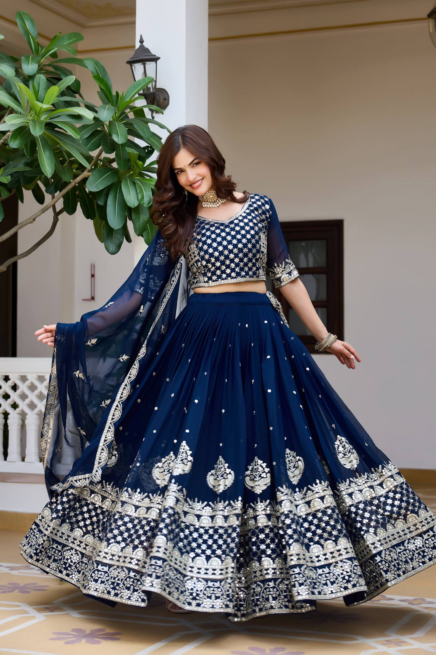 RangBhoomi Heavy Fox Georgette Embroidered Wedding Lehenga Choli Set