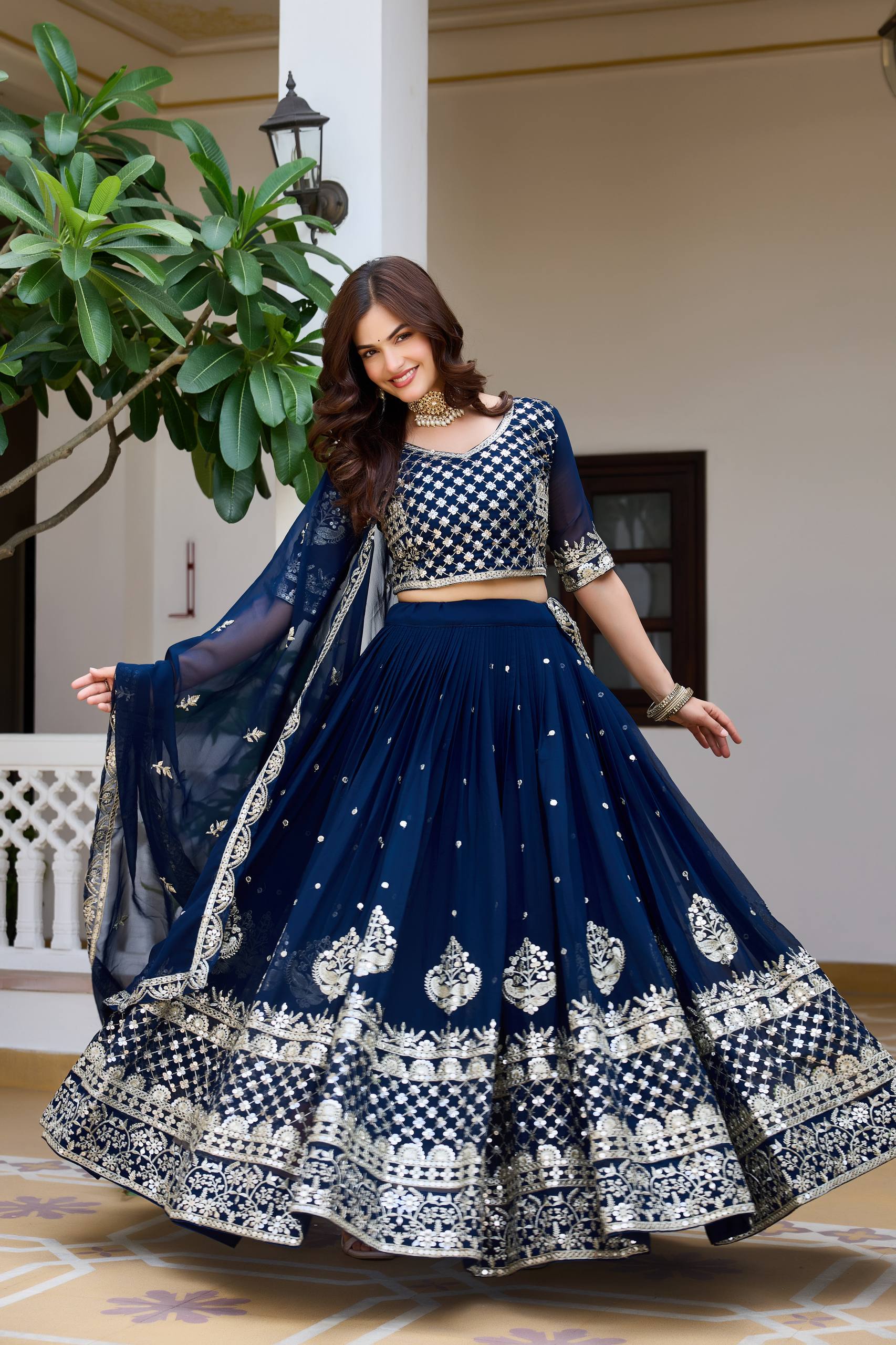 RangBhoomi Heavy Fox Georgette Embroidered Wedding Lehenga Choli Set
