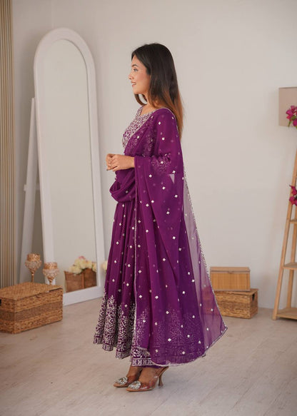 Premium Designer Anarkali Set with Embroidered Dupatta and Micro Cotton Pants – Elegant Festival and Party Wear