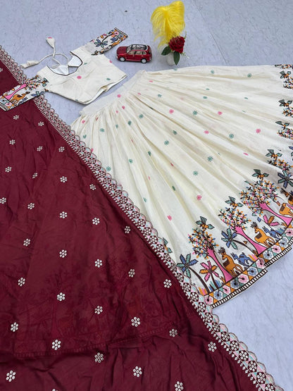 Rangbhoomi Lehenga set, displaying the lehenga, choli, and dupatta with intricate embroidery.