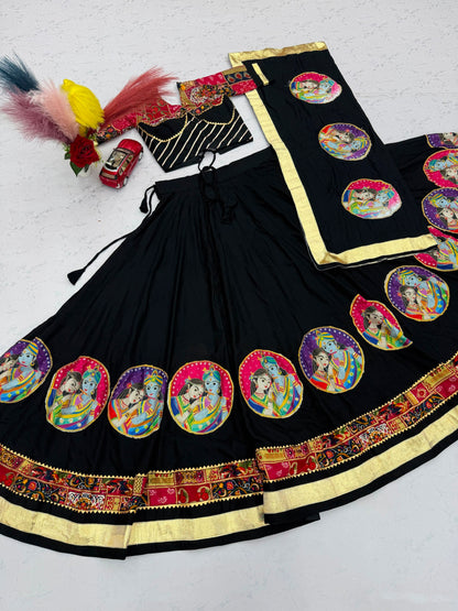 Pure Cotton 6-Meter Flair Lehenga Choli — Navratri Special, Fully Stitched with Cups