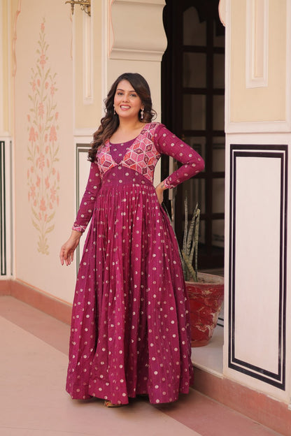 Position Print Choli Design Gown | Indian Ethnic Party Wear