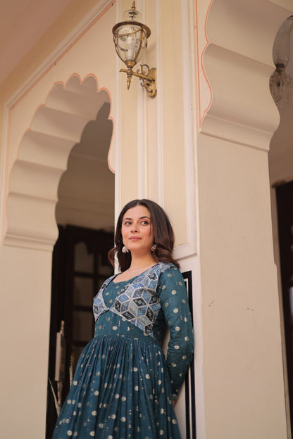 Position Print Choli Design Gown | Indian Ethnic Party Wear