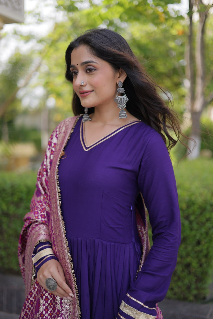 RangBhoomi Gown & Dupatta Collection 2026 — Premium Reyon Gown with Viscose Jacquard Dupatta