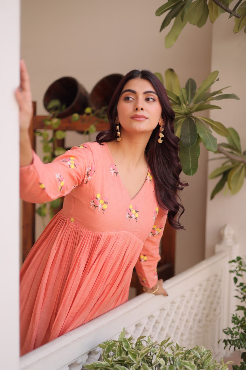 Premium Ready-to-Wear Embroidered Cotton Kurti with Matching Cotton Pants
