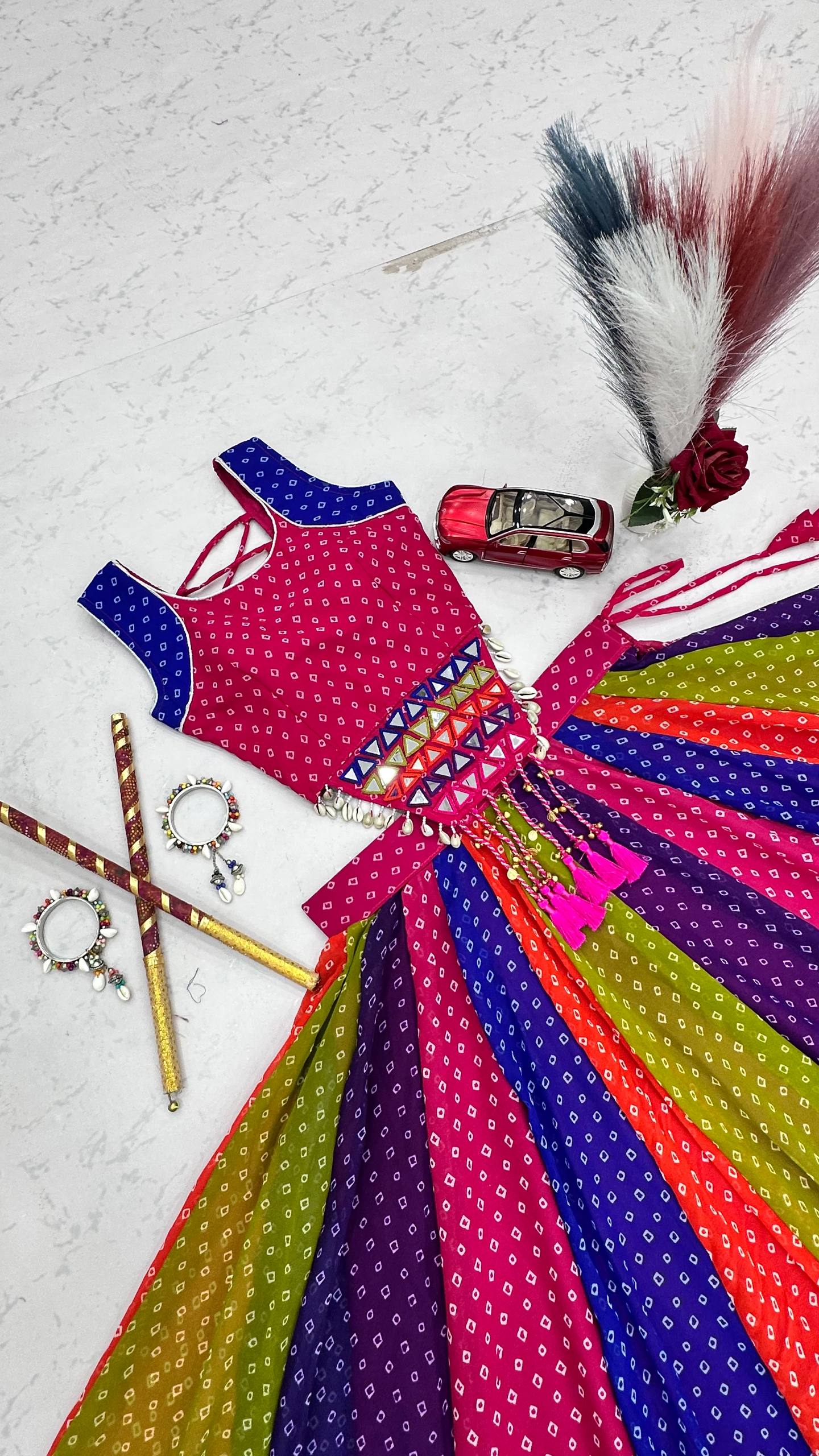 RangBhoomi Navratri Special Big Flair Lehenga Choli – Georgette & Cotton Blend
