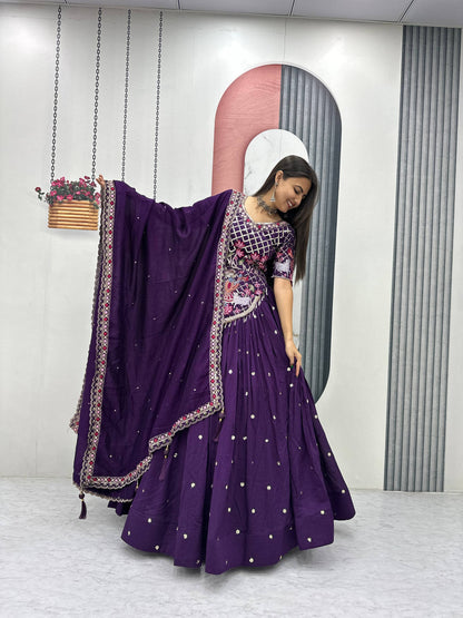 Elegant Wedding Lehenga Choli Set in Luxurious Vichitra Silk with Intricate Embroidery and Sequins