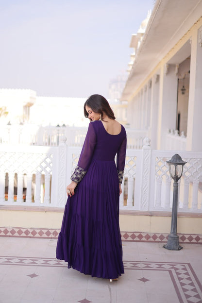 RangBhoomi Premium Designer Ready-to-Wear Gown Collection 2026 - Elegant Faux Blooming Georgette with Sequins and Zari Embroidery