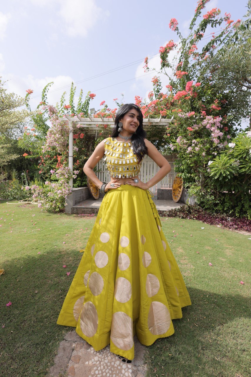 RangBhoomi Navratri Roman-Silk Lehenga Choli Set — Full-Stitched Festive Ensemble